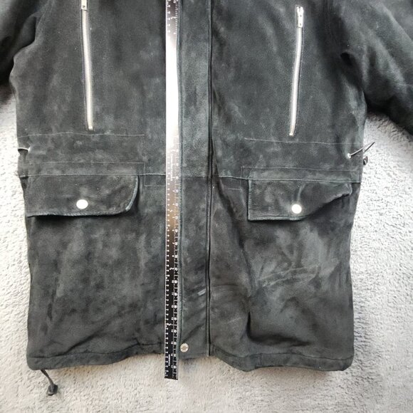 Wilsons Leather M. Julian Suede Leather Coat Faux Fur Hood Trim Mens Large Parka - Picture 6 of 12